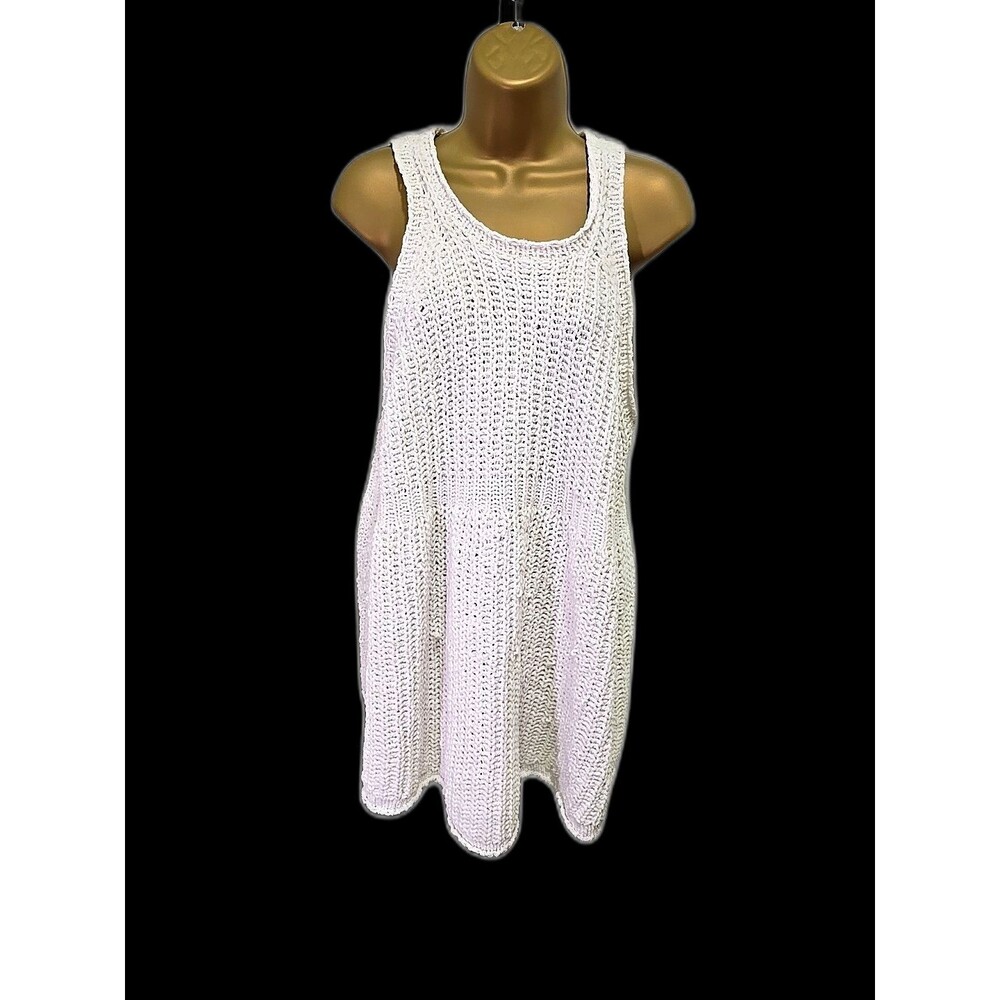 POL Chenille Cream Chunky Knit Tank Top PullOver Sweater Medium Boho Minimalist